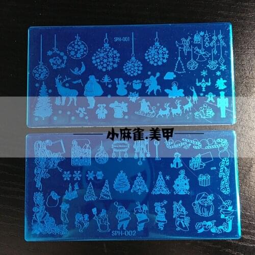 SPH01-09 1pc Nail Printing Plate Template Halloween Holy Anti-Season Christmas Tool Snowflake Christmas Nail art stamping plate