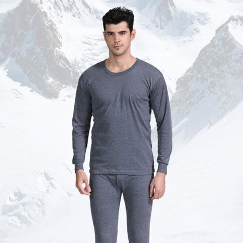 Autumn Winter Men Thermal Underwear Set Black Gray Long Johns Stretch Slim Thermo Underwear Solid Mens Clothing Homewear Warm