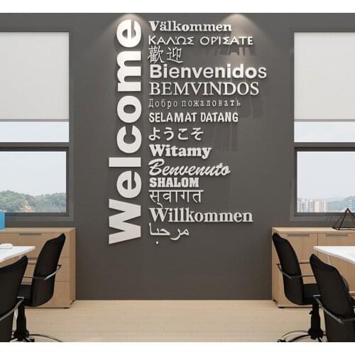WS179 Creative welcome language English office text wall sticker real estate intermediary travel company wall decoration
