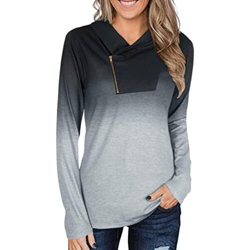 Women Gradient T-shirts Korean Fashion Long Sleeve Pullover T-shirt Casual Top Vetement Femme 2021 Blusas Футболка Женский