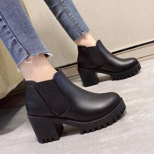 Autumn/Winter New Martin Boots Women Warm Thick-soled Heels Womens Thick Heels Short Boots