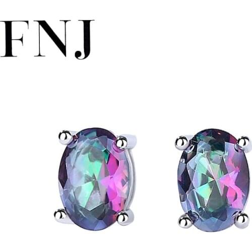 FNJ Star Zircon Earrings 925 Silver Jewelry Original Pure S925 Sterling Silver Stud Earring for Women Flower