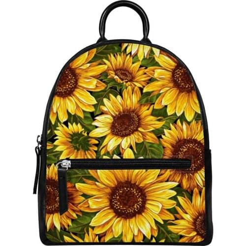 HYCOOL Women Cute Backpack Sunflower Floral Print Ladies Outdoor Walking Shopping Bagpack Teenage Girls String Shoulder Bags