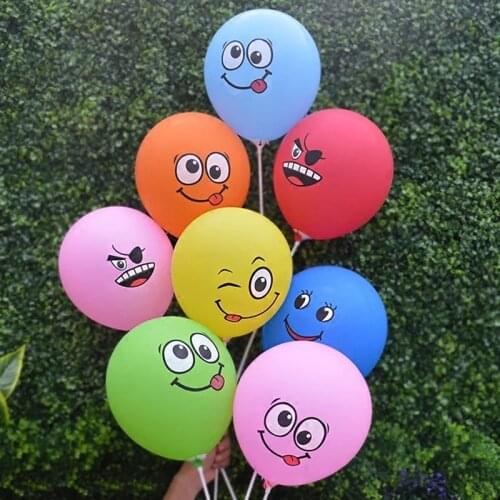 10pcs 12inch Smile Face Expression Latex Balloons Mix Color Latex Air Globo Decorations Happy Birthday Party Supplies Kids Toys