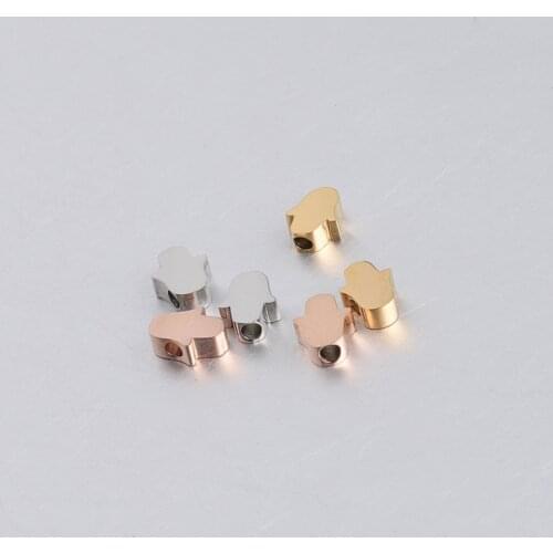 100% Stainless Steel Hamsa Hand Bead Charm Metal Hamsa Hand Bead Horizontal/Vertical Hole Mirror Polished Wholesale 30pcs