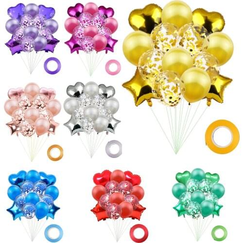 15pcs/lot Love Aluminum Foil Balloon Set Wedding Birthday Party Decor Confetti Balloon Home Decor Supplier