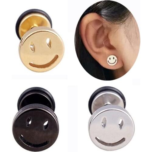 2Piece Stainless Steel Barbell Stud Earring Smile Human Face Earrings Tragus Ear Helix Body Piercing Jewelry