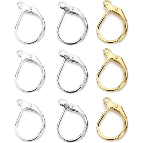 25Pairs/lot 10.5x15.5mm Rhodium/Gold/Silver Color French Ear Wire Hook Back Earrngs Stoppers For DIY Jewelry Making
