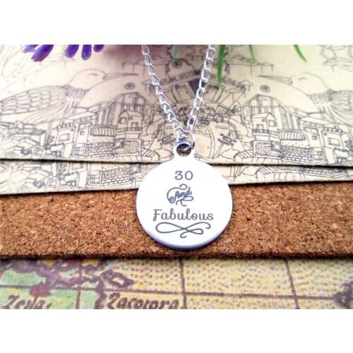 3pcs/lot Fashion stainless steel necklace "30 and fabulous" Charms Pendant necklace jewelry Gift more style for choosing