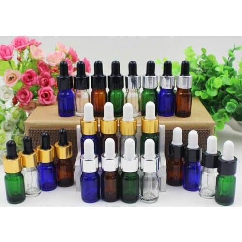 5ml Transparent Blue Green Brown Gold Silver Cap Oil Bottle White Plastic Head Dropper Oil Bottle