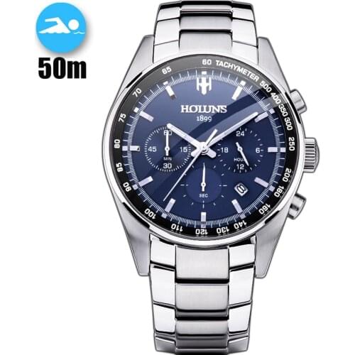 50m Waterproof Hot Dropship Full Steel Men Watch Military Wrist Watches Chronograph Fashion Men Sports Watch Relogio Masculino