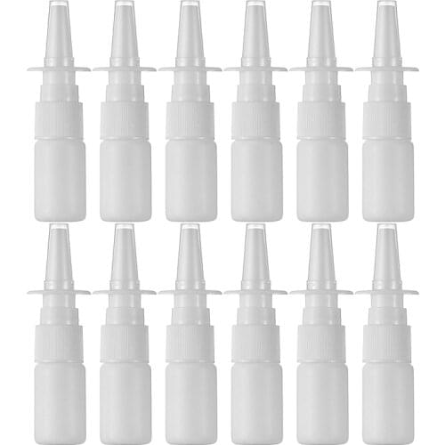 50pcs 5ml Nasal Spray Bottle White Empty Refillable Plastic Mist Nose Nasal Pump Sprayer Bottling Packaging