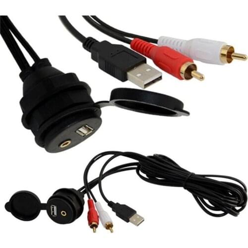 LBSC Car Dash Mount Installation USB AUX 1/8" 2rca Extension Data Av Cable Waterproof