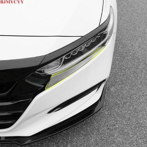 BJMYCYY 2PCS/SET Stainless steel decorative patch for headlight cover For Honda Accord 10th 2018 2019