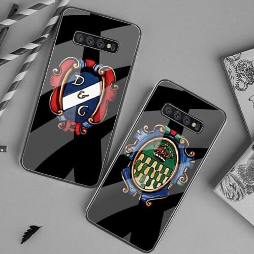 Luxury badge DG Phone Case Tempered Glass For Samsung S20 Plus S7 S8 S9 S10 Plus Note 8 9 10 Plus