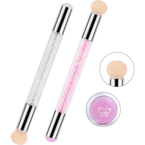Sponge Head+Silicone Stamper Nail Art Brush For UV Gel Polish Print Stamping Template Gradient Painting Pen Manicure Tools