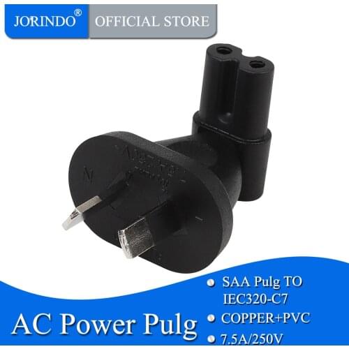 JORINDO AU TO IEC320 C7 Power conversion plugs,Australia China 2 Pin Male to IEC 320 C7 AC Power Adapter