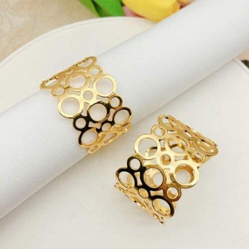 Napkin Ring 8-Piece Metal Napkin Holder Party Dinner Christmas Table Decoration Hollow Round Design Napkin Ring