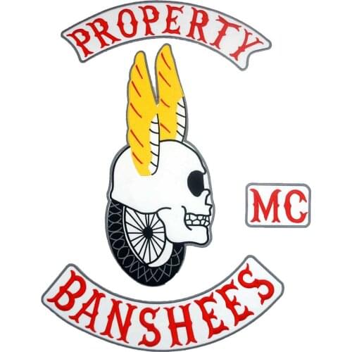 PROPERTY BANSHEES Embroidered punk biker Patches Clothes Stickers Apparel Accessories Badge