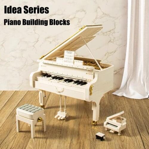 Idea series Piano Building Block Brick White Piano Musical Instrument Modle Assemble Toys For Kid Birthday Gift Home Decoration
