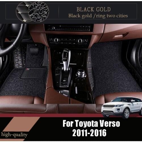 Carpets Car Floor Mats For Toyota Verso 2016 2015 2014 2013 2012 2011 (5 Seater) Interior Double Layer Wire Loop Leather Rugs