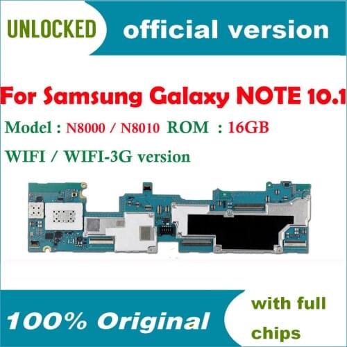 Original unlocked for Samsung Galaxy Note 10.1 N8000 N8010 with full chips Motherboard good working logic baord Android OS