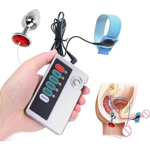 Electric Shock Pulse Metal Anal Butt Plug Male Masturbator Prostate Massager Electro Stimulation Physiotherapy Cock Ring Sex Toy