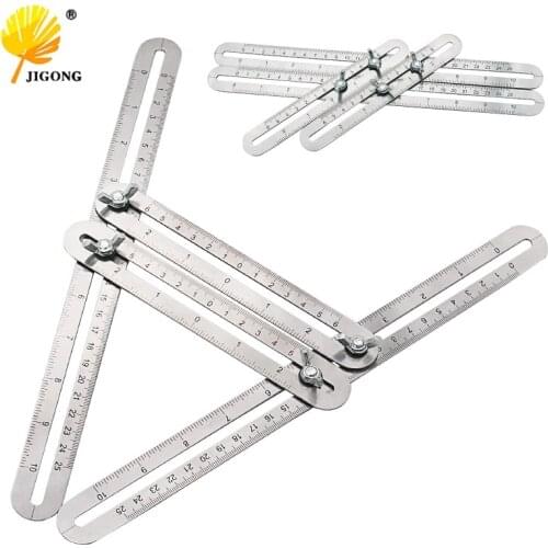 JIGONG Multi-function Adjustable Four-Sided Folding Measuring Tool Multi-Angle Template Scale Ruler