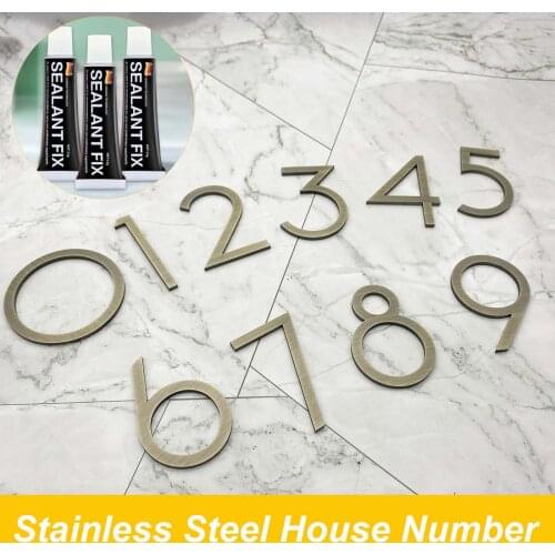 60mm Solid Stainless Steel House Number Sticker Metal Doorplate Home Door Plaque Numbers Address Sign For Mailbox Street Numbers