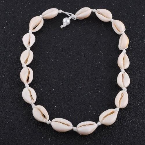 2019 new fashion natural seashell hand knit necklace for women rope chain pearl choker necklace for summer beach gift collar