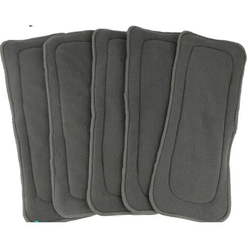 2017New Arrival Bamboo Charcoal Inserts 3+2 Cloth diaper For Baby Diaper washable reuseable baby diapers 10pcs/lot