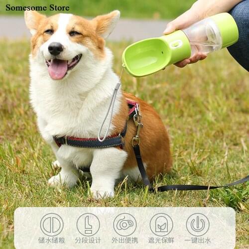 Portable Dog Water Bottle Dog Food Storage Tank Pet Travel Outdoor Universal Water Bowl Drinker Drinking Water Mug Cup Dispenser