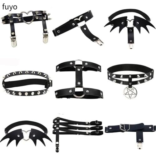 Sexy Womens Elasticity Harness Heart Leg Chain Garter Belts Spike Elastic Thigh Ring Garter Sexy Lingerie Body Harness for Women