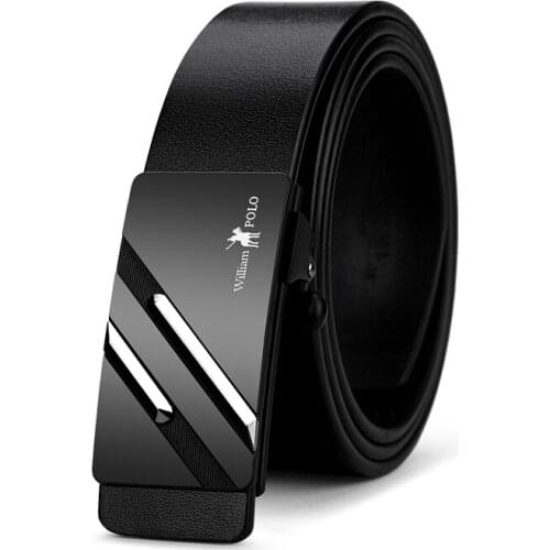 WilliamPolo famous brand belt mens top quality genuine luxury leather belt mens belt mens metal automatic buckle 17130-31p