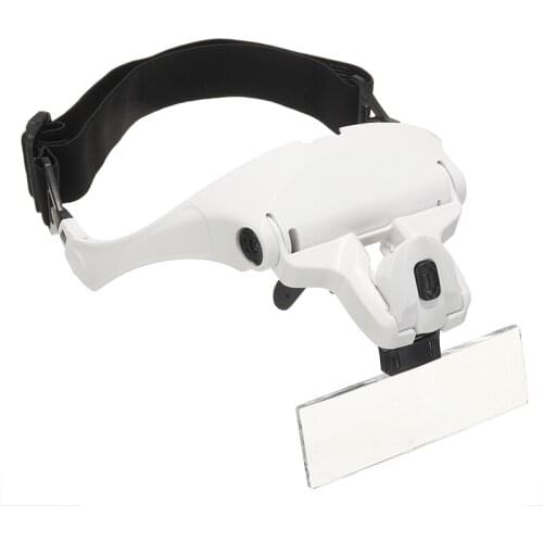 Shellhard Glasses Magnifier Glass 1X-3.5X Lens Loupe Magnifier With Led Lights Lamp Headband Led Magnifying Glass For Reparing