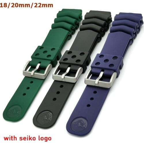 Silicone Watch Strap for Seiko PROSPEX Black Monster With Logo Waterproof Rubber Sport Watch Bracelet for Men Women 18 20mm 22mm