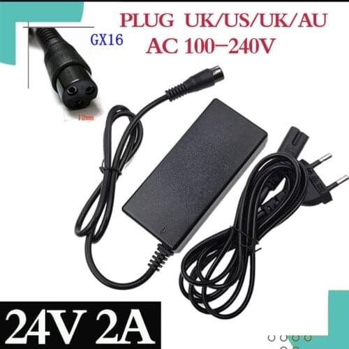 24V 2A lead-acid battery charger electric scooter ebike charger wheelchair charger golf cart charger 3 feet inline12MM AC100-200