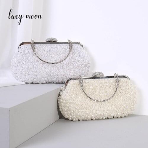 Womens Pearl Bag Purses and Handbags Luxury Designer Wedding Chains Clutch Evening Bag Ladies New Retro Style Handbag ZD2158