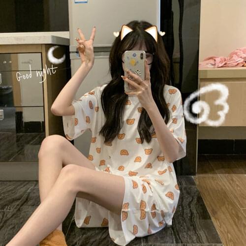 Women Clothing Sets Summer Plus Size Pajamas Teen Girls Sleepwear Bear Print Pyjamas Korean Style Pijamas Home Clothes Homewear