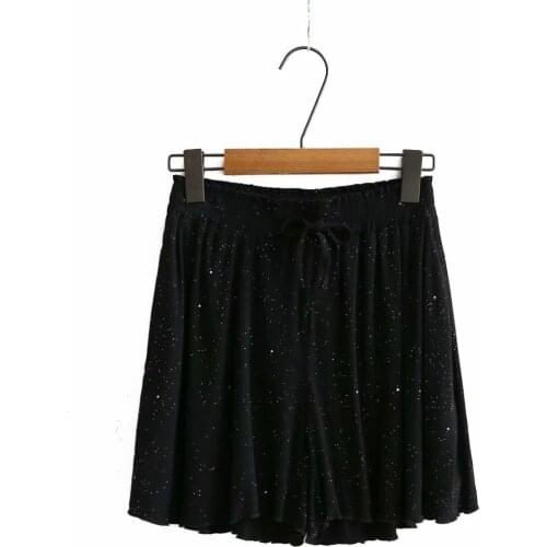 Plus size elastic waist cotton women Sparkling bud shorts pants 2021 new summer ladies black yellow gray pea green shorts female