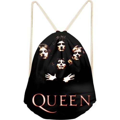 HaoYun Womens Mini Drawstring Backpack Queen Band Pattern Beach Shoes Pockets Cool Band Print Design Girls Travel Organizer Bag