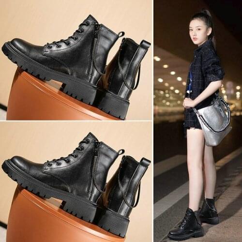 Winter Cowhide Leather Martin Boots Womens 2021 Increased Boots Mid-tube High Heel Boots Knight Boots Casual Womens Shoes