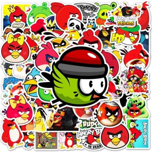 10/30/50Pcs/Set Game angry birdie Graffiti Waterproof Skateboard Travel Suitcase Phone Laptop Luggage Stickers Cute Kids Girl