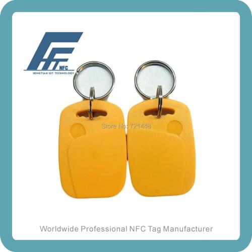 100pcs NFC Keyfobs tag Waterproof Yellow Available For All NFC Phone Ntag213 NFC Key fobs