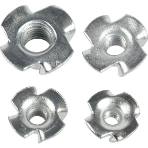 20pcs M4 M5 M6 M8 M10 Zinc Plated Four Claws Nut Speaker Nut T-nut Blind Pronged Tee Nut Furniture Hardware