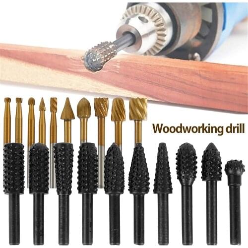 20pcs Steel Rotary Burr Set 1/4in 1/8in Shank Wood Grinding Rasp Drill Bits Tool Rotary Burrs Router Bits Rotary Cutter Files