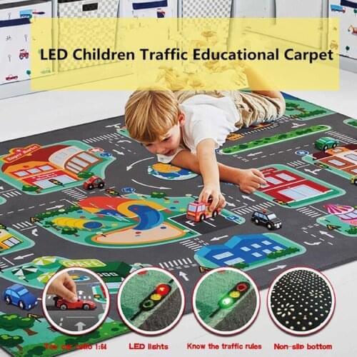 2019 New Childrens Educational Carpet Traffic Urban Road LED Baby Play Mat Crawling Pad Kids Rug Infant Non-slip Mats Blanket