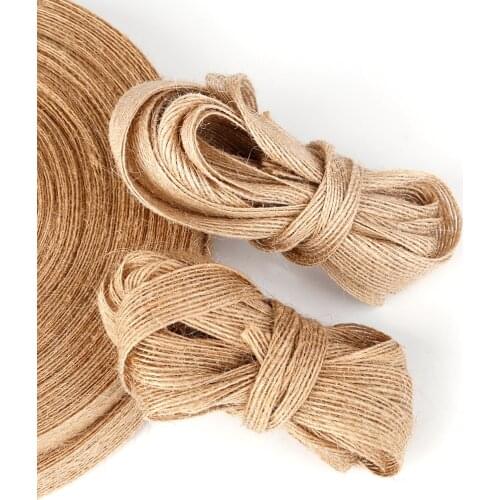 5m/lot Natural Burlap Ribbon 6mm-38mm Hessian Jute Twine Tapes For Rustic Wedding Party DIY Decoration Toy Crafts Parts