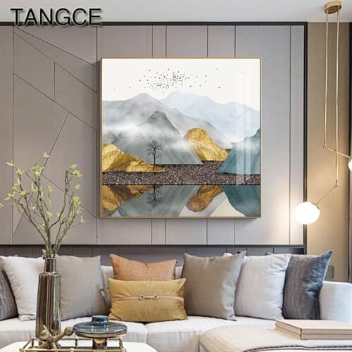 Abstract Luxury Gold Foil Wall Art Modern Canvas Art Stylish Painting for Interior Design Modern 3D Effect Golden Poster Print