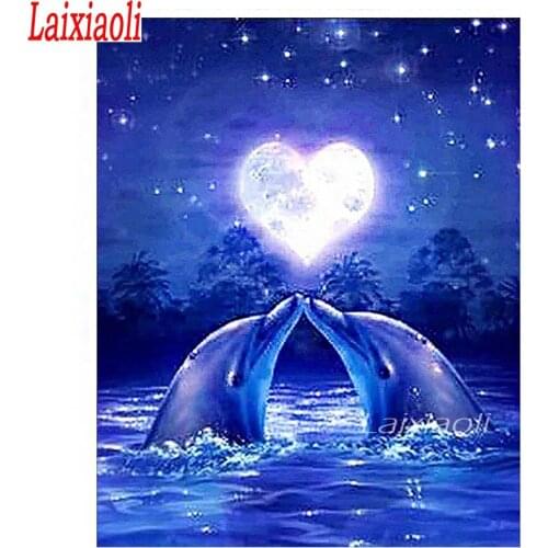 DIY 5D Diamond Painting Mosaic Scenic love painting And Dolphins Handmade Diamond Cross stitch Set Diamond Embroidery decoration